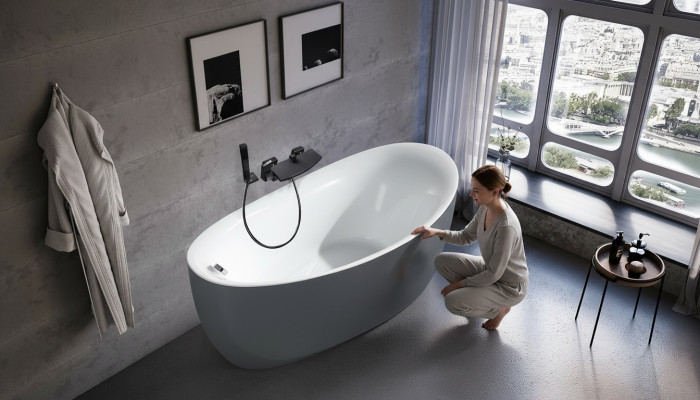 Acrylic bathtub tub freestanding bathtub modern bathroom.