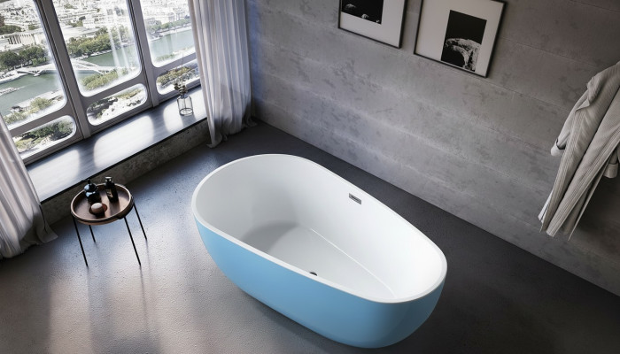 Tub freestanding bathtub contemporary blue oval