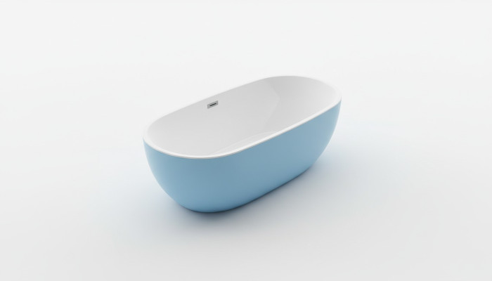 Tub freestanding bathtub contemporary blue oval
