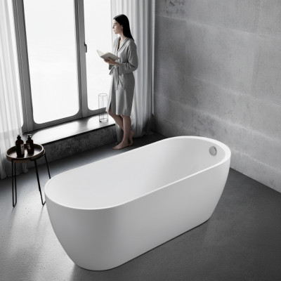 Free-standing acrylic bathtub white contemporary freestanding bathtub