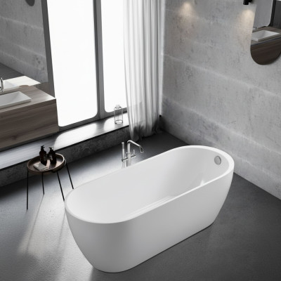Free-standing acrylic bathtub white contemporary freestanding bathtub