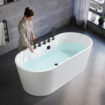 Contemporary tub acrylic bathtub bathroom white freestanding bathtub