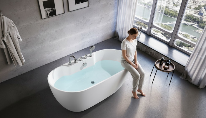 Freestanding oval bathtub bathroom acrylic bathtub tub white