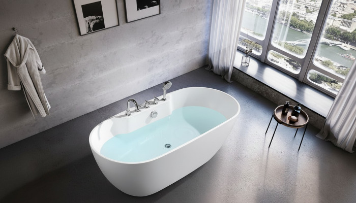 Freestanding oval bathtub bathroom acrylic bathtub tub white