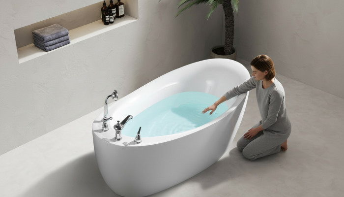 Bathtub Oval Tub Freestanding 160x80 Fixtures Complete