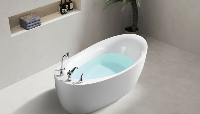 Bathtub Oval Tub Freestanding 160x80 Fixtures Complete
