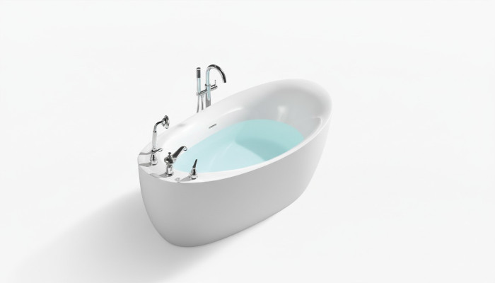 Bathtub Oval Tub Freestanding 160x80 Fixtures Complete