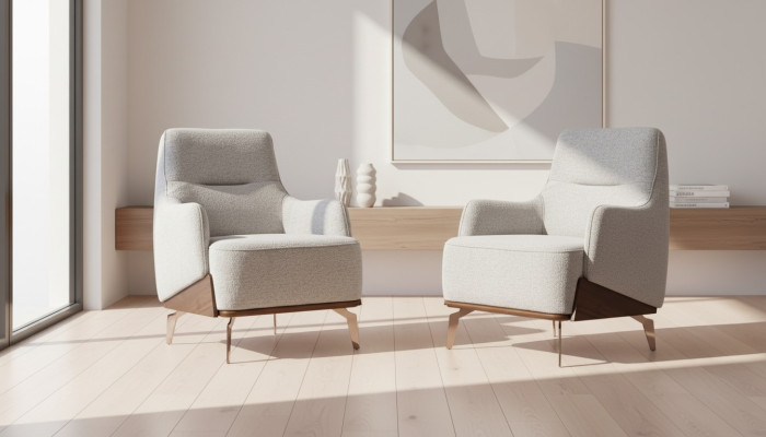 Luxurious wing chair exclusive armchair living room noble upholstered furniture