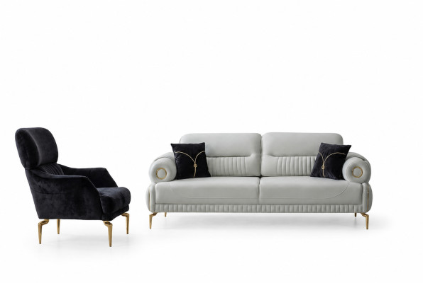 Luxurious Upholstered Sofa Set Designer Three-Seater Noble Single-Seater 2-piece Set