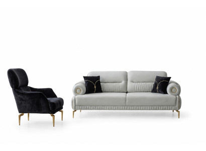 Luxurious Upholstered Sofa Set Designer Three-Seater Noble Single-Seater 2-piece Set