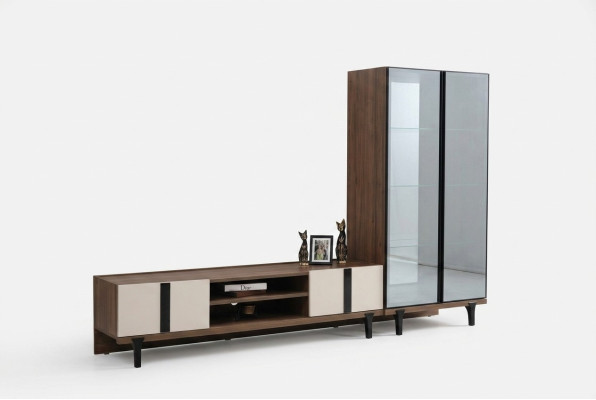 Designer living room suite, elegant TV stand, luxurious lowboard, 2-piece set