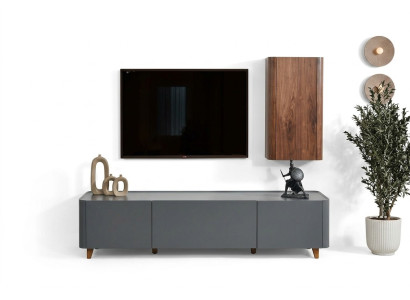 Designer Gray Sideboard Luxurious Living Room TV Stand Lowboard