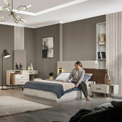 Complete bedroom furniture designer sleep bed modern dressing table