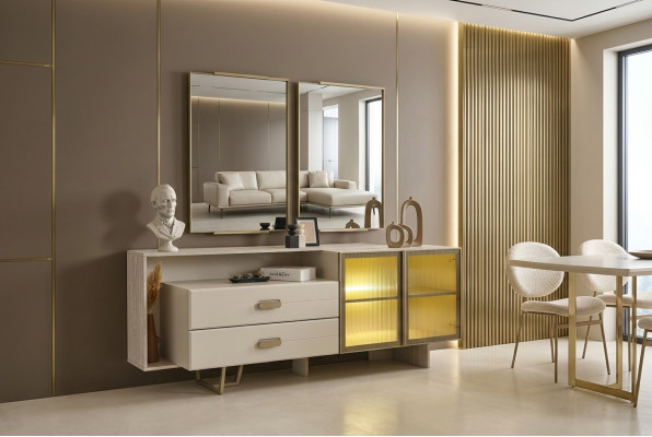 White sideboard designer dresser modern cabinets luxury chest of drawers new