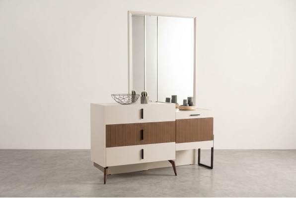 Dressing table makeup table makeup dresser mirror wood beige console