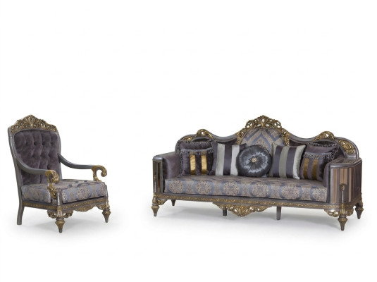 Sofa Chesterfield Set Lilac Coffee Table Designer Group 3-piece Living Room