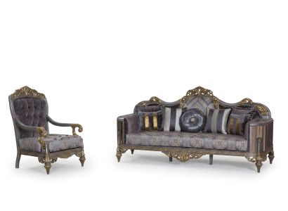 Sofa Chesterfield Set Lilac Coffee Table Designer Group 3-piece Living Room