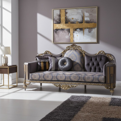 Classic-style sofa with Chesterfield design for the living room