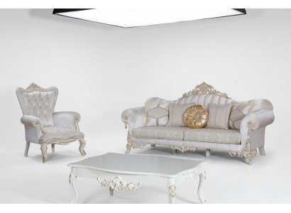 Luxurious sofa set for the living room in classic style in the color white