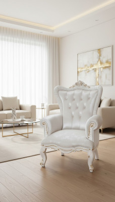 White armchair living room textile design Chesterfield Italian style