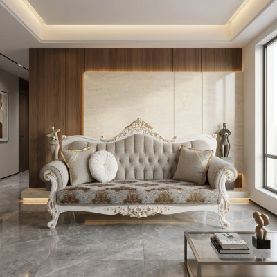 Classic sofa with Chesterfield design for the living area Gray living area