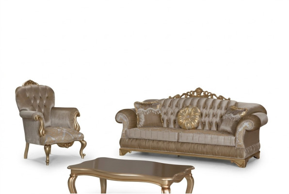 Design Chesterfield 3+1 Seat Coffee Table Textile Couch Armchair Upholstered Sofa Sofas