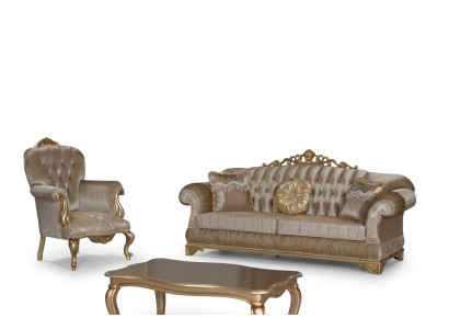 Design Chesterfield 3+1 Seat Coffee Table Textile Couch Armchair Upholstered Sofa Sofas