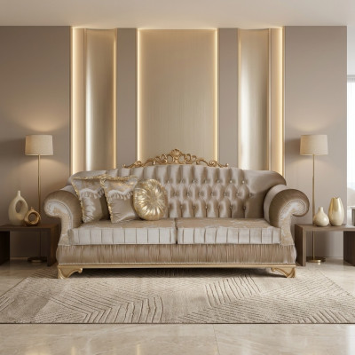 Comfortable sofa in a classic style with unique design and decoration