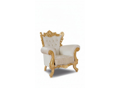 Chesterfield Chair White Couch 1-Seater Wood Textile Couches Upholstery New