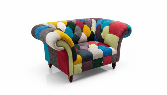 Armchair Design Chesterfield Lounge Multicolored Sofa Single Seater 130cm New