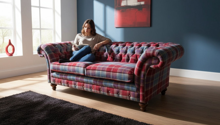 Chesterfield Modern 3-Seater Designer Sofa Luxury Upholstered Couch Fabric Textile New