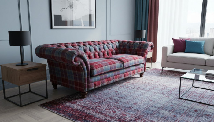 Chesterfield Modern 3-Seater Designer Sofa Luxury Upholstered Couch Fabric Textile New