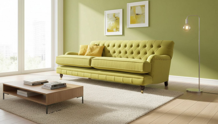 Chesterfield Sofa Upholstery Couch 3 Seater Yellow Yellow Sofas Couches