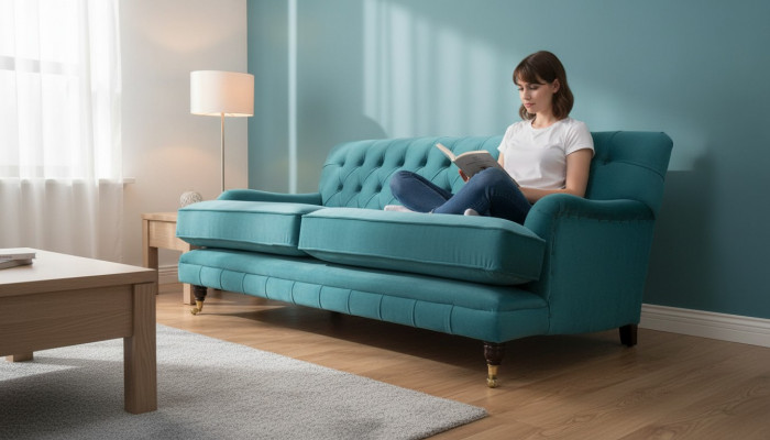 Designer sofa 3-seater Chesterfield couch upholstered seat three-seater textile