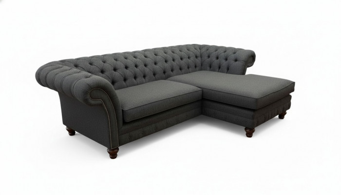 Chesterfield sectional sofa L-shape fabric design couch seating sofa textile corner new