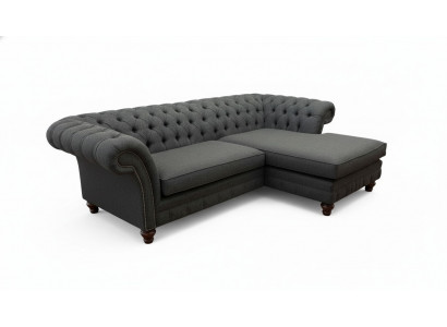 Chesterfield sectional sofa L-shape fabric design couch seating sofa textile corner new
