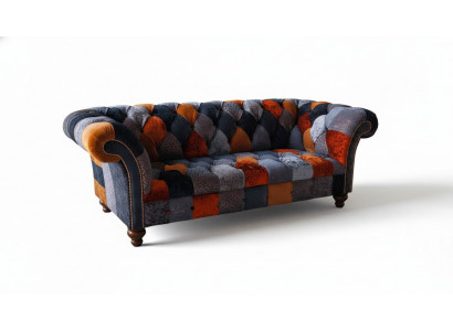 Chesterfield 3-seater sofa couch textile velvet luxury upholstery seat big velvet