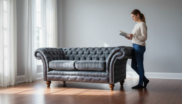 Design Chesterfield Textile Luxury 2-Seater Fabric Couch Upholstered Sofa New