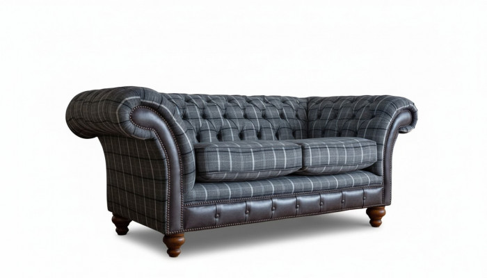 Design Chesterfield Textile Luxury 2-Seater Fabric Couch Upholstered Sofa New