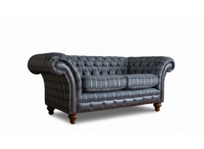 Design Chesterfield Textile Luxury 2-Seater Fabric Couch Upholstered Sofa New