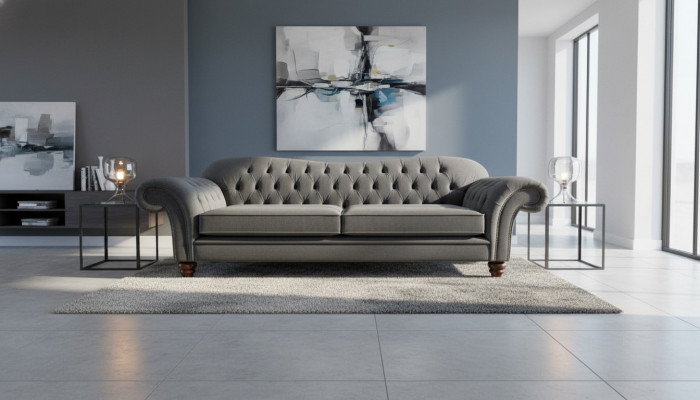 Chesterfield 3-seater textile design sofa couch upholstery couches luxury
