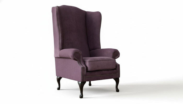 Chesterfield Armchair Fabric Lounge Club Purple Luxury Wingback Chair