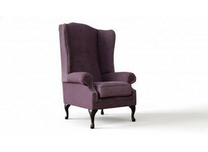 Chesterfield Armchair Fabric Lounge Club Purple Luxury Wingback Chair