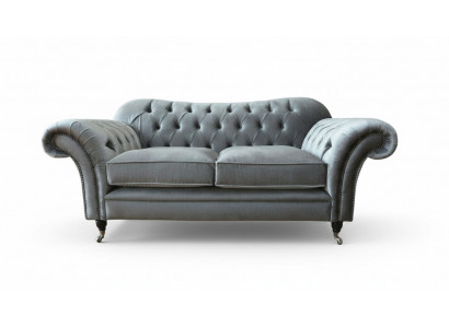 Chesterfield Sofa 2-Seater Upholstery Designer Couches Sofas Gray New