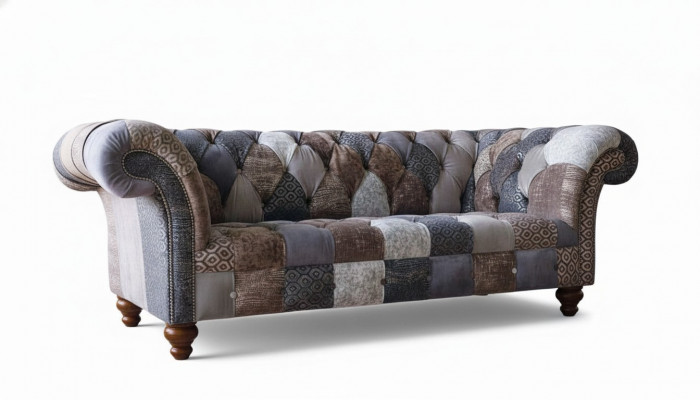 Three-seater sofa seat cushion Chesterfield fabric couch modern furniture new