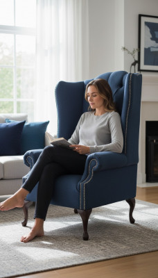 Chesterfield wingback chair relax armchair upholstered fabric textile 1 seat