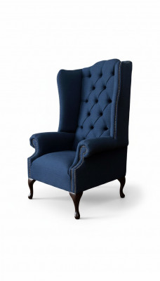 Chesterfield wingback chair relax armchair upholstered fabric textile 1 seat
