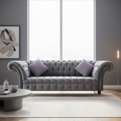 Sofa 3 Seat Chesterfield Upholstery Textile Fabric Couches Sofa Cushion New