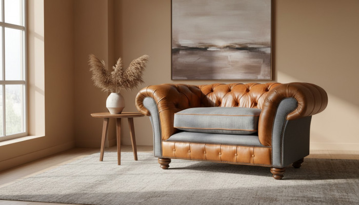 Chesterfield Armchair Design Upholstered Sofa Couch Sofas 1-Seater Textile New