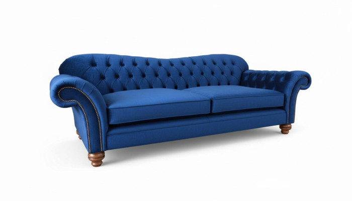 Three-seater sofa 3-seater sofas blue fabric living room luxury seating XXL big
